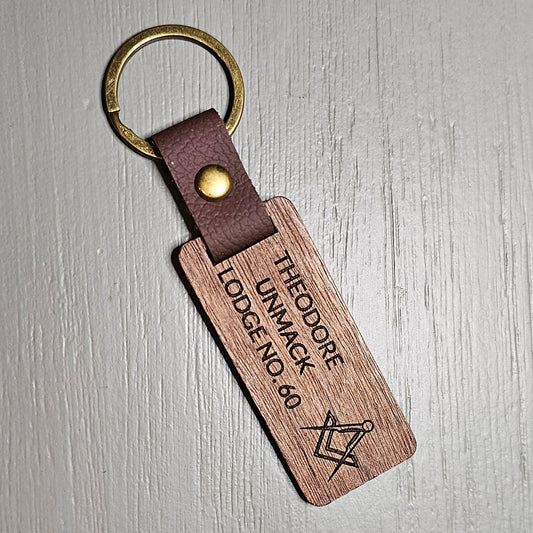 Custom Engraved Masonic Keyring – Personalised Lodge Name & Number