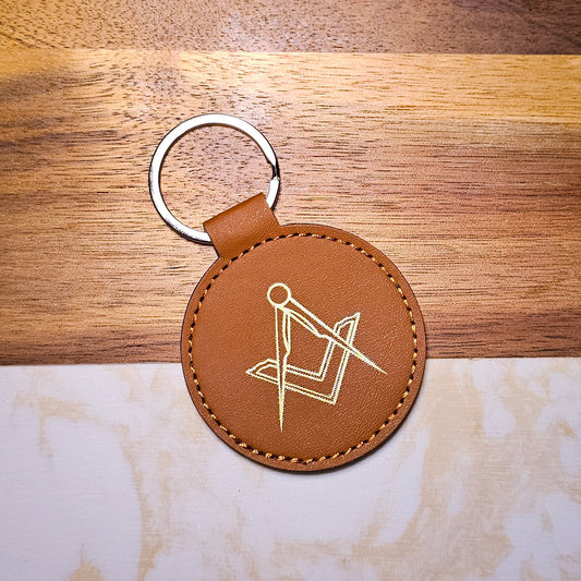 Square & Compass PU Leather Keyring