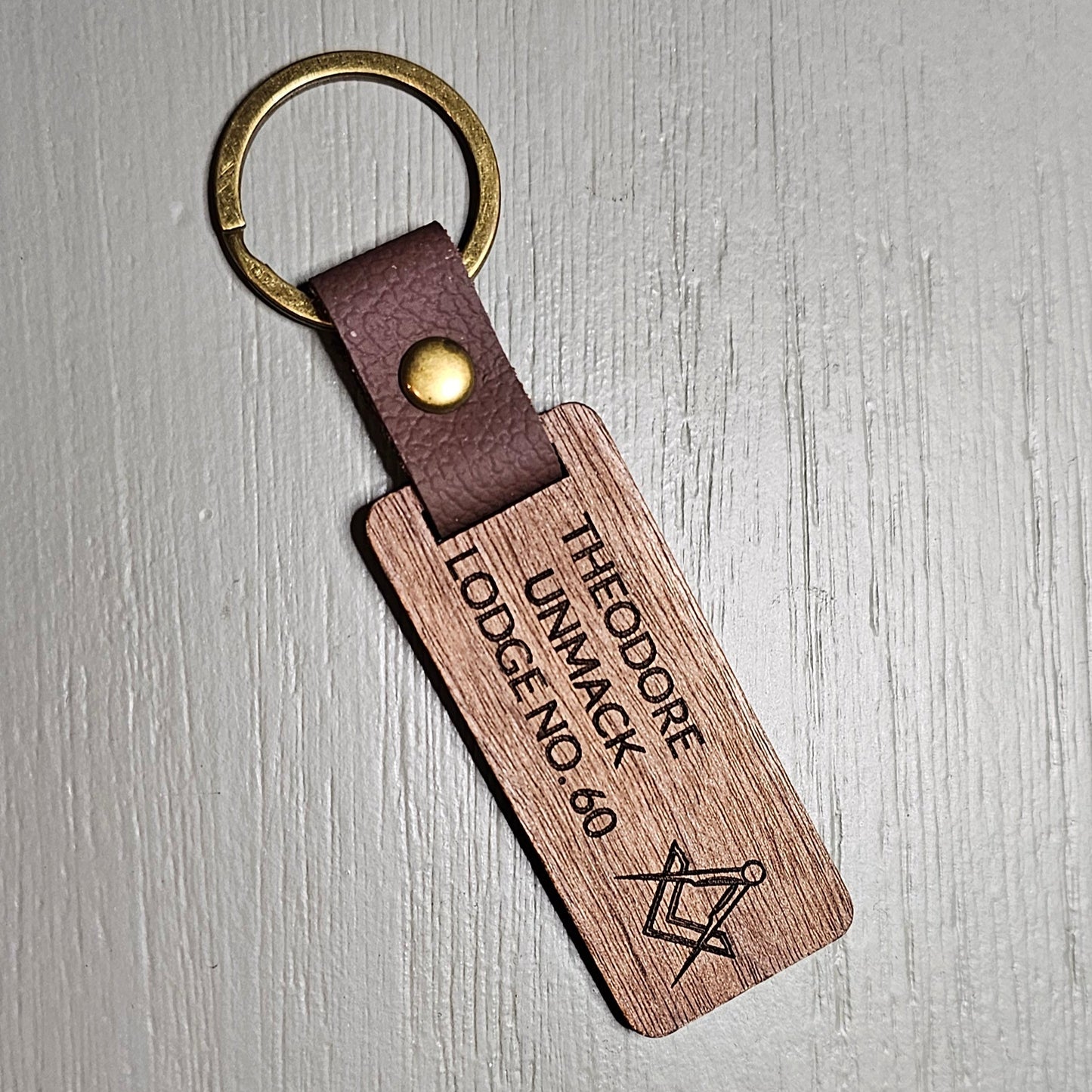 Custom Engraved Masonic Keyring – Personalised Lodge Name & Number